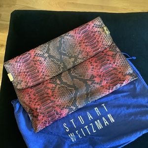 Stuart weitzman genuine snakeskin clutch purse